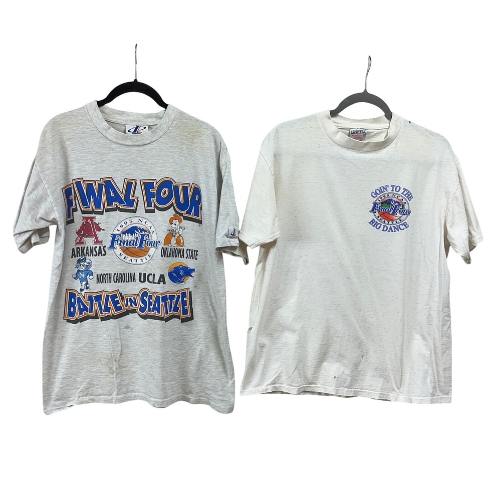 VTG lot of 2 1995 Final 4 NCAA Basketball Seattle Single Stitch M & L FLAWED